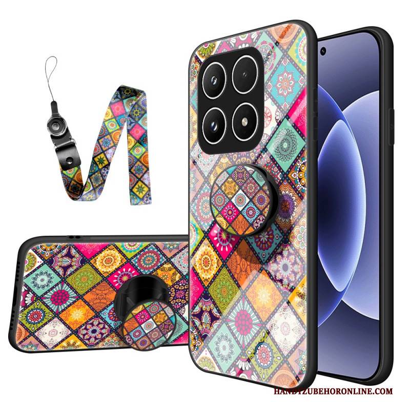 Hülle Xiaomi 17 Patchwork-ständer Mit Tragegurt