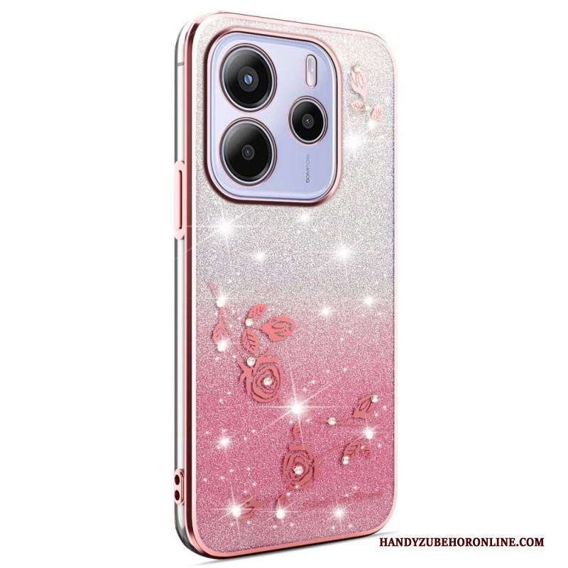 Hülle Xiaomi Redmi Note 14 4g Glitzernde Blumen Mit Farbverlauf