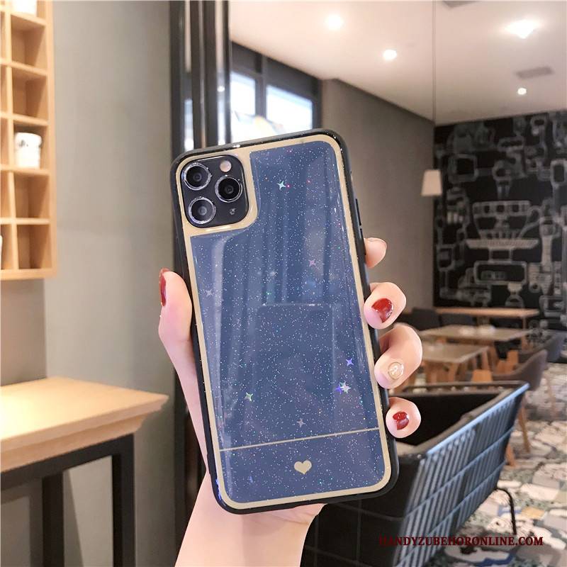 Hülle iPhone 11 Pro Max Taschen Einfarbig Anti-sturz, Case iPhone 11 Pro Max Luxus Grün Pulver