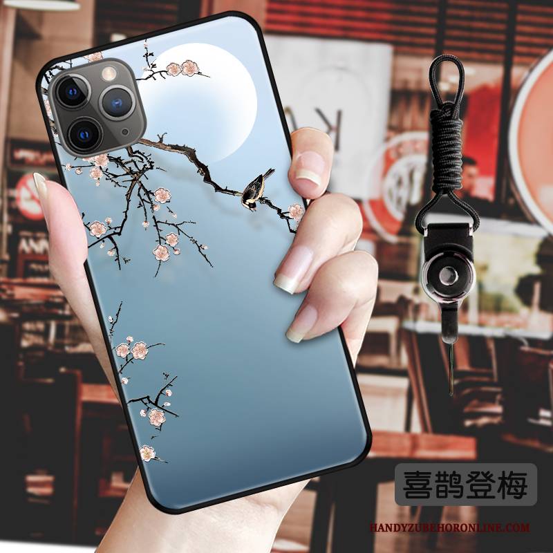 Hülle iPhone 11 Pro Prägung Anti-sturz Chinesische Art, Case iPhone 11 Pro Kreativ Hängende Verzierungen Blumen