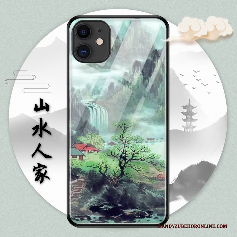 Hülle iPhone 11 Pro Retro Schwer Tinte, Case iPhone 11 Pro Schutz Chinesische Art Grün