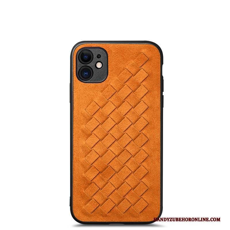 Hülle iPhone 12 Mini Leder Neu Flecht, Case iPhone 12 Mini Taschen Anti-sturz Schwarz