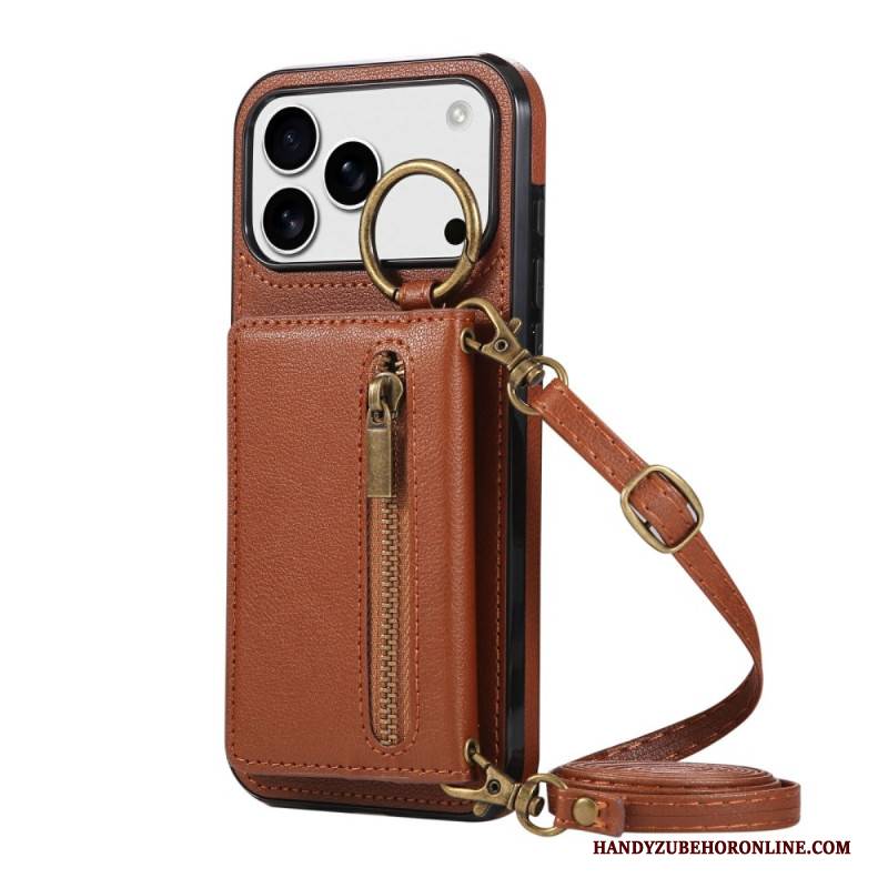 Hülle iPhone 17 Pro Handyhülle Brieftasche Mit Schultergurt