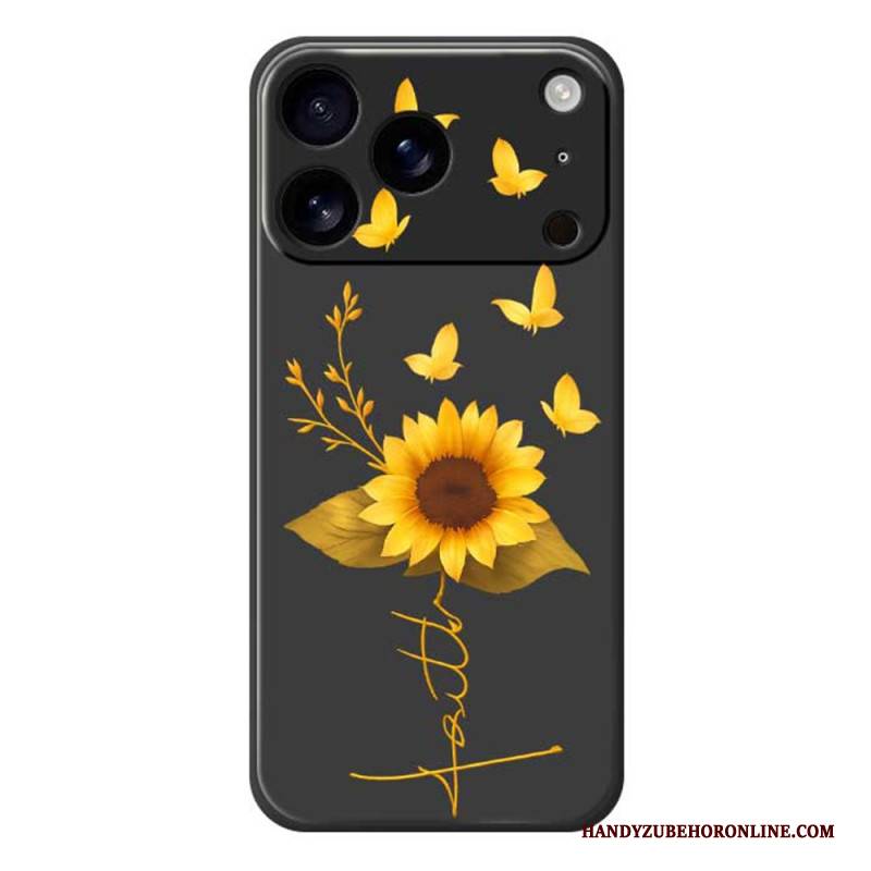 Hülle iPhone 17 Pro Handyhülle Flüssigsilikon-sonnenblume Und Schmetterlinge