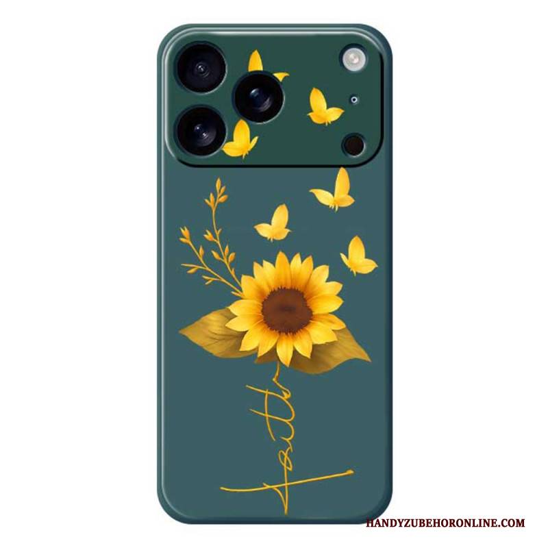 Hülle iPhone 17 Pro Handyhülle Flüssigsilikon-sonnenblume Und Schmetterlinge