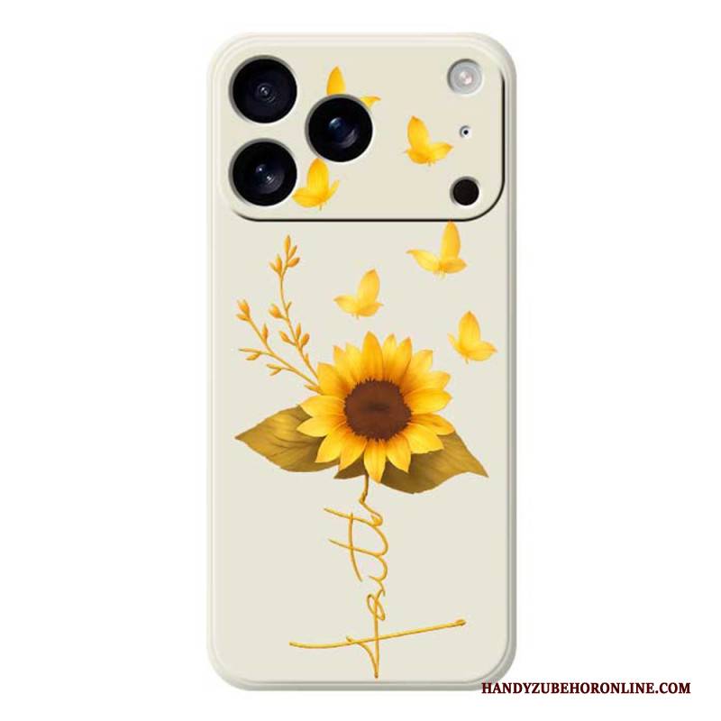 Hülle iPhone 17 Pro Handyhülle Flüssigsilikon-sonnenblume Und Schmetterlinge