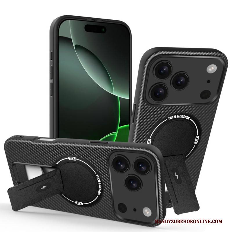 Hülle iPhone 17 Pro Max Carbonfaser-optik Mit Integriertem Ständer