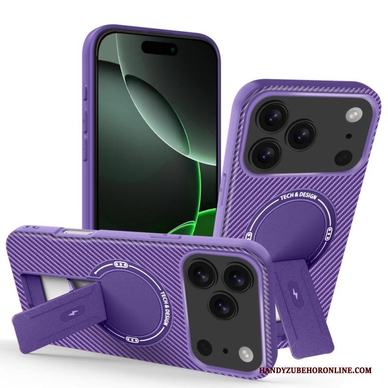 Hülle iPhone 17 Pro Max Carbonfaser-optik Mit Integriertem Ständer