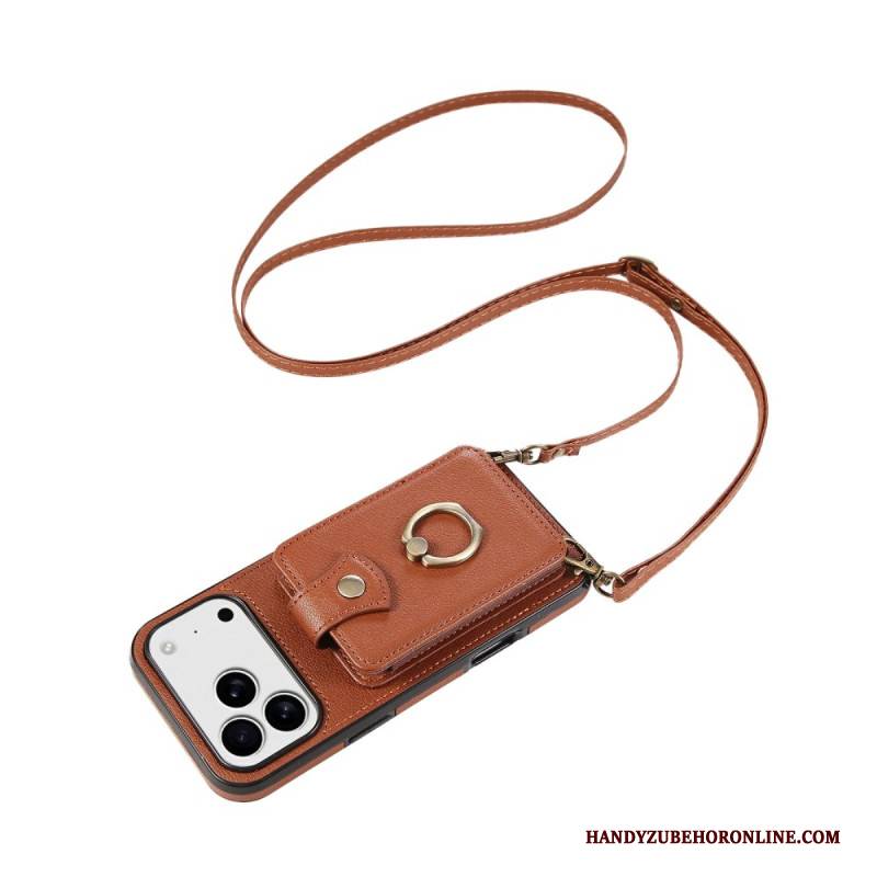 Hülle iPhone 17 Pro Max Lederoptik Mit Kartenhalter Und Handschlaufe