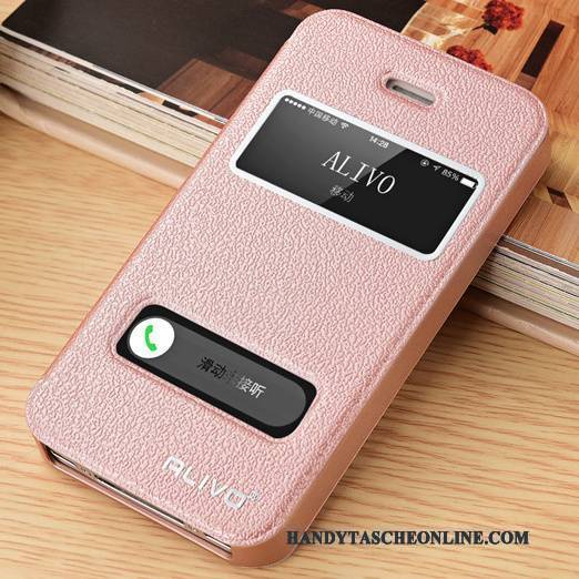 Hülle iPhone 5/5s Lederhülle Anti-sturz Rosa, Case iPhone 5/5s Folio Handyhüllen