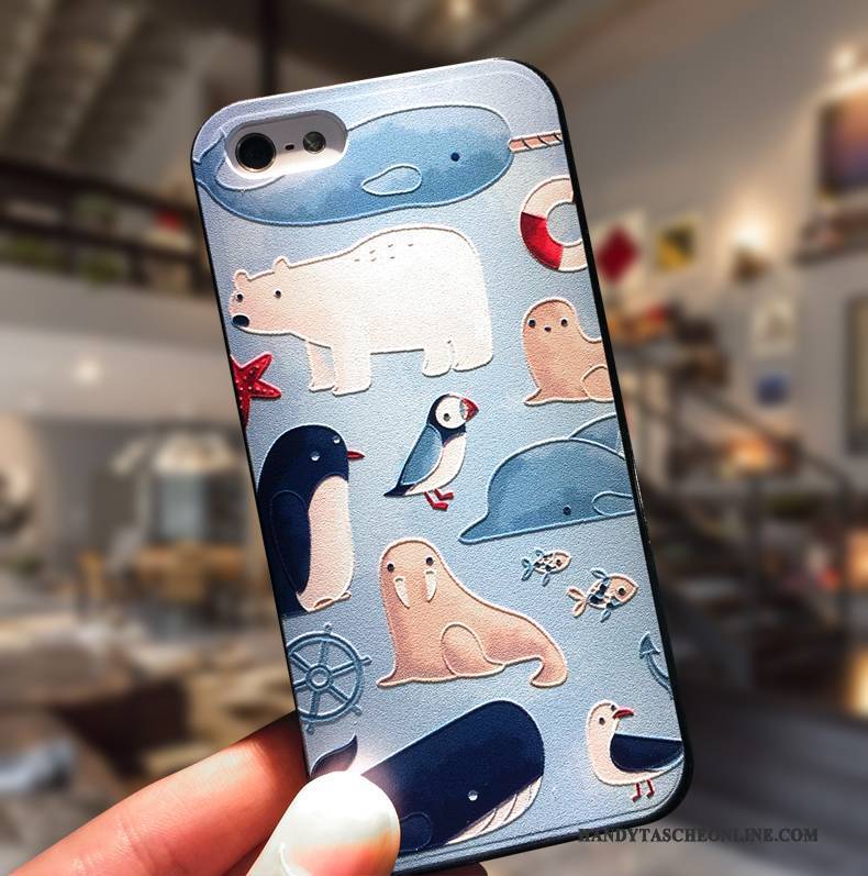 Hülle iPhone 5/5s Silikon Hängende Verzierungen Einfach, Case iPhone 5/5s Kreativ Anti-sturz Blau