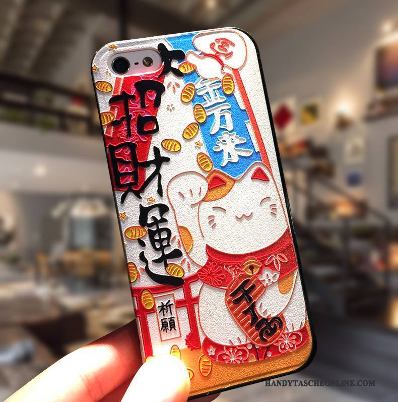 Hülle iPhone 5/5s Silikon Hängende Verzierungen Einfach, Case iPhone 5/5s Kreativ Anti-sturz Blau