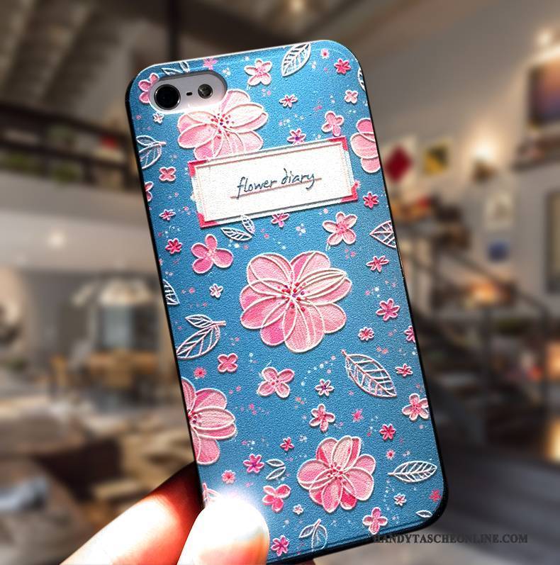 Hülle iPhone 5/5s Silikon Hängende Verzierungen Einfach, Case iPhone 5/5s Kreativ Anti-sturz Blau
