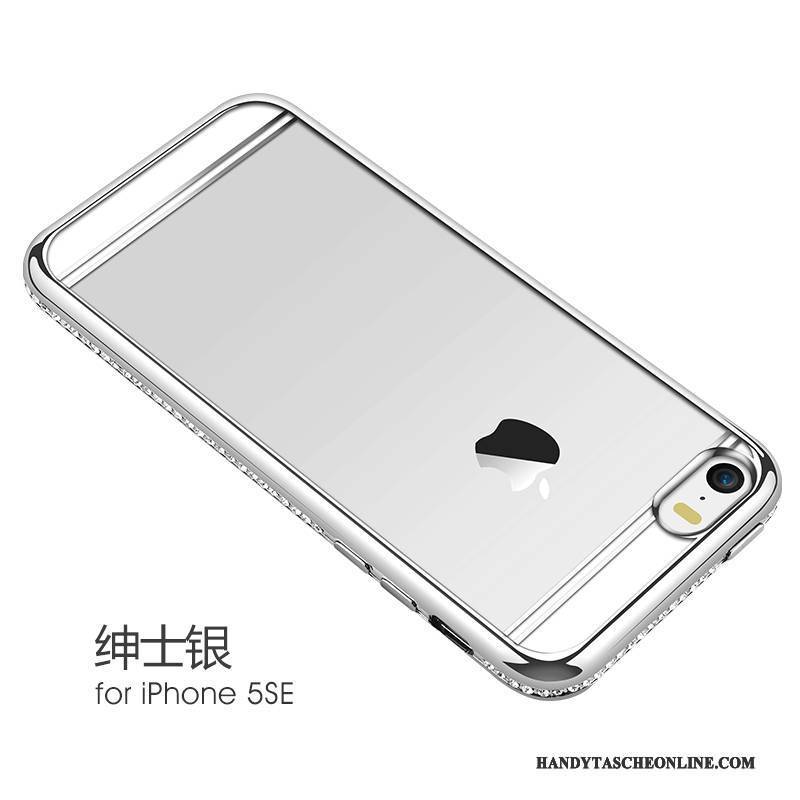 Hülle iPhone 5/5s Strasssteinen Rosegold Trend, Case iPhone 5/5s Silikon Handyhüllen Rosa