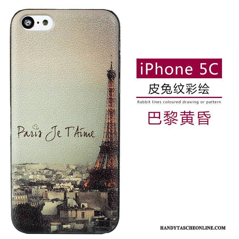 Hülle iPhone 5c Leder Muster Grün, Case iPhone 5c Karikatur Nubuck Handyhüllen