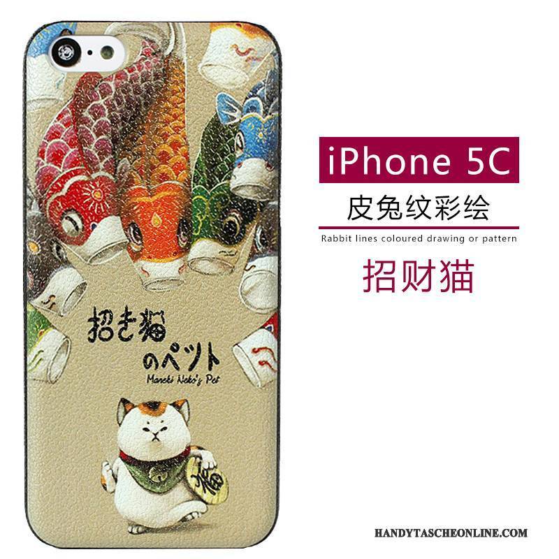 Hülle iPhone 5c Leder Muster Grün, Case iPhone 5c Karikatur Nubuck Handyhüllen