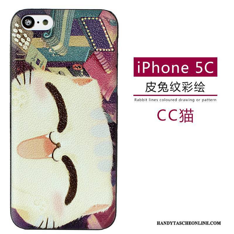 Hülle iPhone 5c Leder Muster Grün, Case iPhone 5c Karikatur Nubuck Handyhüllen
