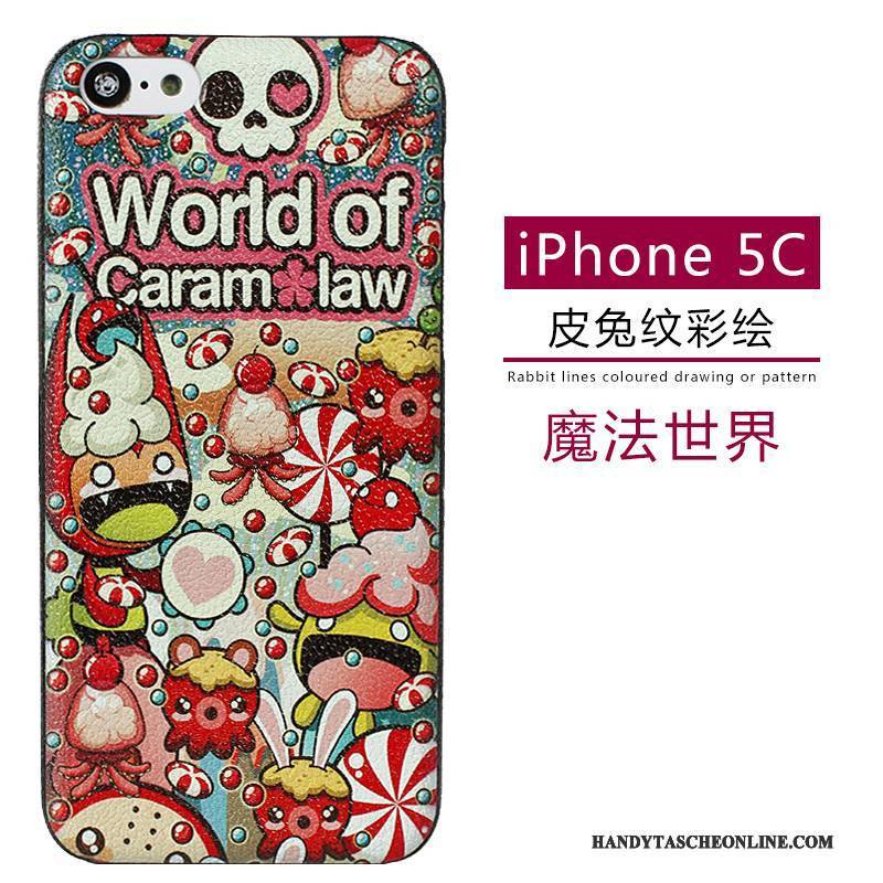 Hülle iPhone 5c Leder Muster Grün, Case iPhone 5c Karikatur Nubuck Handyhüllen