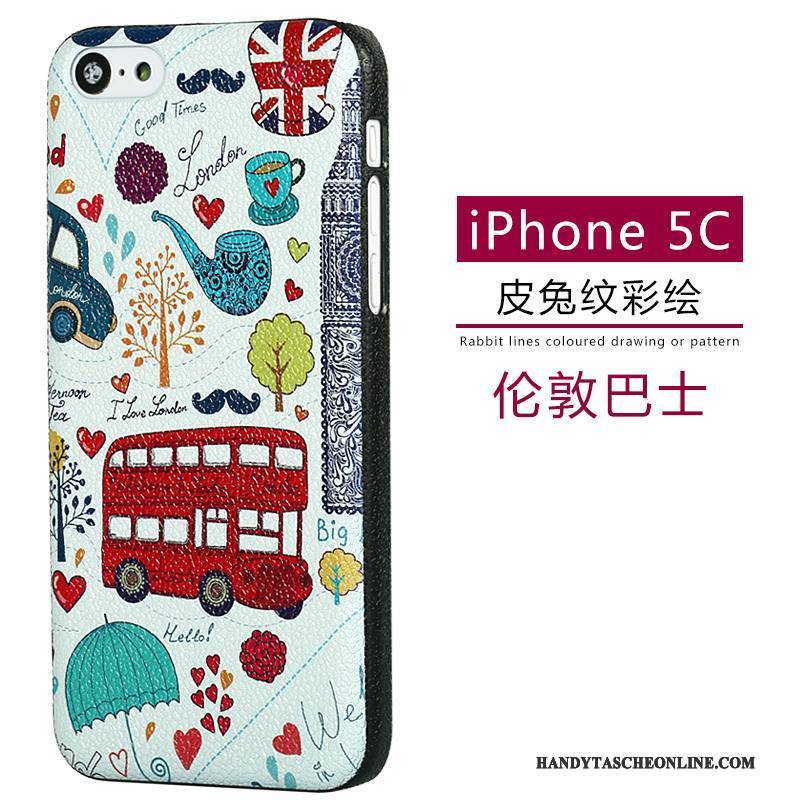 Hülle iPhone 5c Leder Muster Grün, Case iPhone 5c Karikatur Nubuck Handyhüllen
