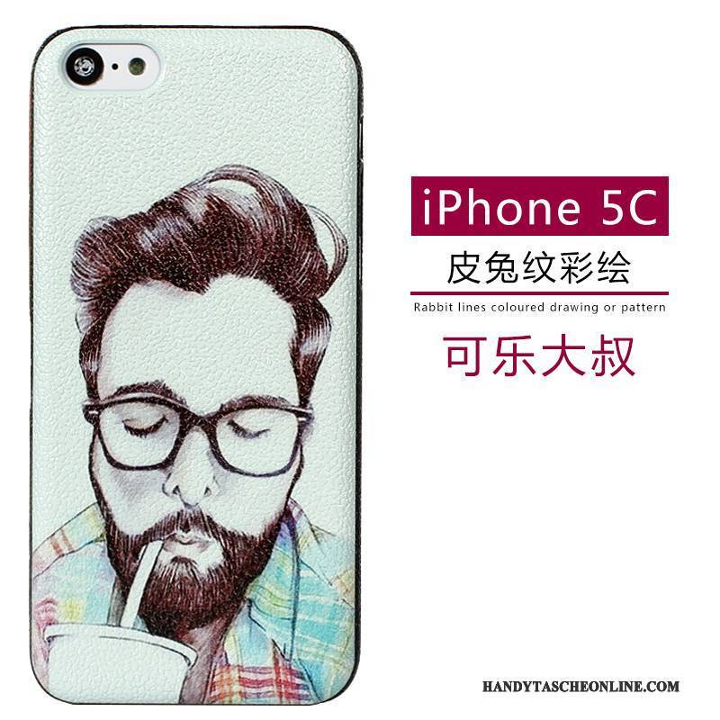 Hülle iPhone 5c Leder Muster Grün, Case iPhone 5c Karikatur Nubuck Handyhüllen