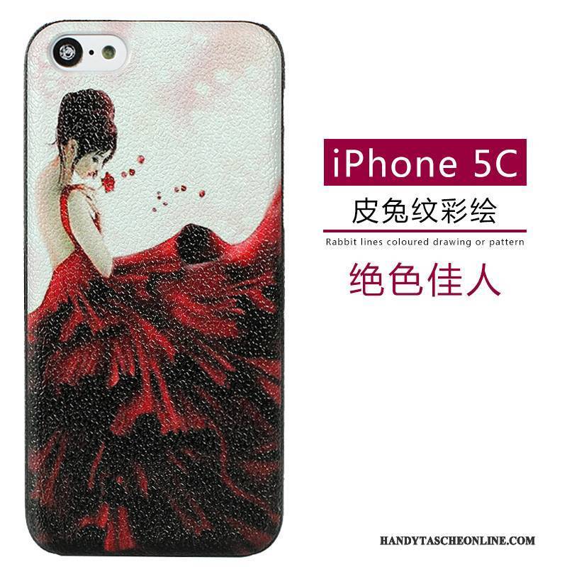 Hülle iPhone 5c Leder Muster Grün, Case iPhone 5c Karikatur Nubuck Handyhüllen