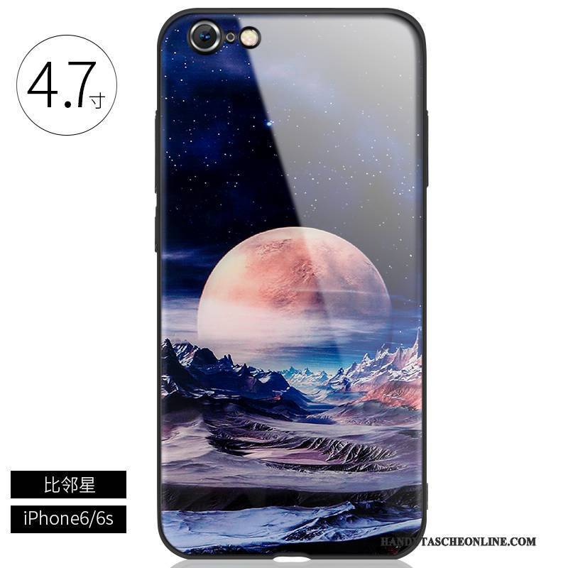 Hülle iPhone 6/6s Plus Kreativ Handyhüllen Trendmarke, Case iPhone 6/6s Plus Taschen Schwarz Glas