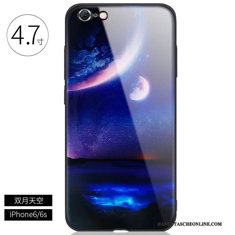 Hülle iPhone 6/6s Plus Kreativ Handyhüllen Trendmarke, Case iPhone 6/6s Plus Taschen Schwarz Glas