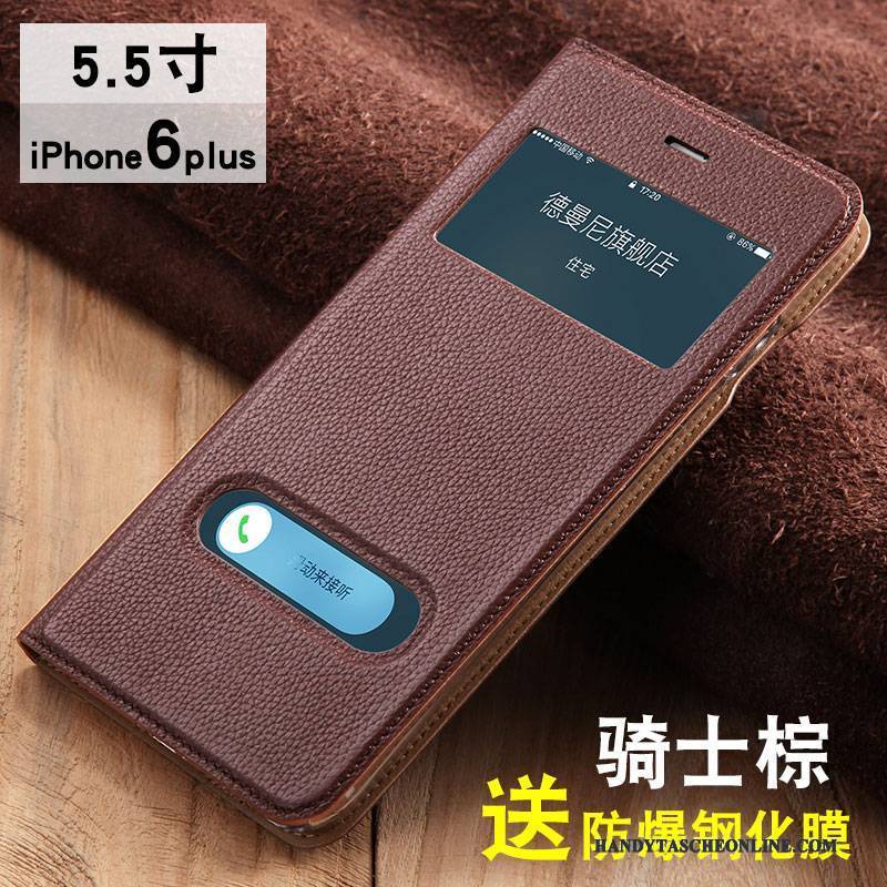 Hülle iPhone 6/6s Plus Schutz Braun Business, Case iPhone 6/6s Plus Leder Handyhüllen