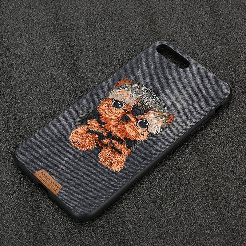 Hülle iPhone 6/6s Plus Taschen Denim Stickerei, Case iPhone 6/6s Plus Silikon Blau Hund