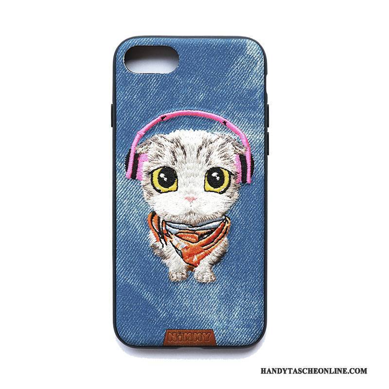 Hülle iPhone 6/6s Plus Taschen Denim Stickerei, Case iPhone 6/6s Plus Silikon Blau Hund