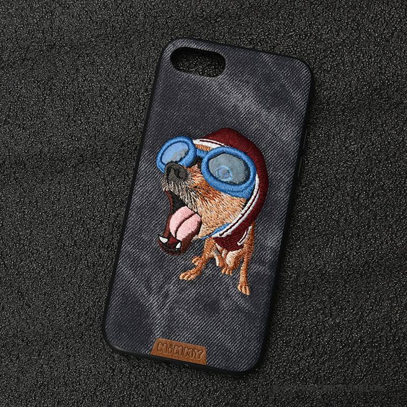 Hülle iPhone 6/6s Plus Taschen Denim Stickerei, Case iPhone 6/6s Plus Silikon Blau Hund