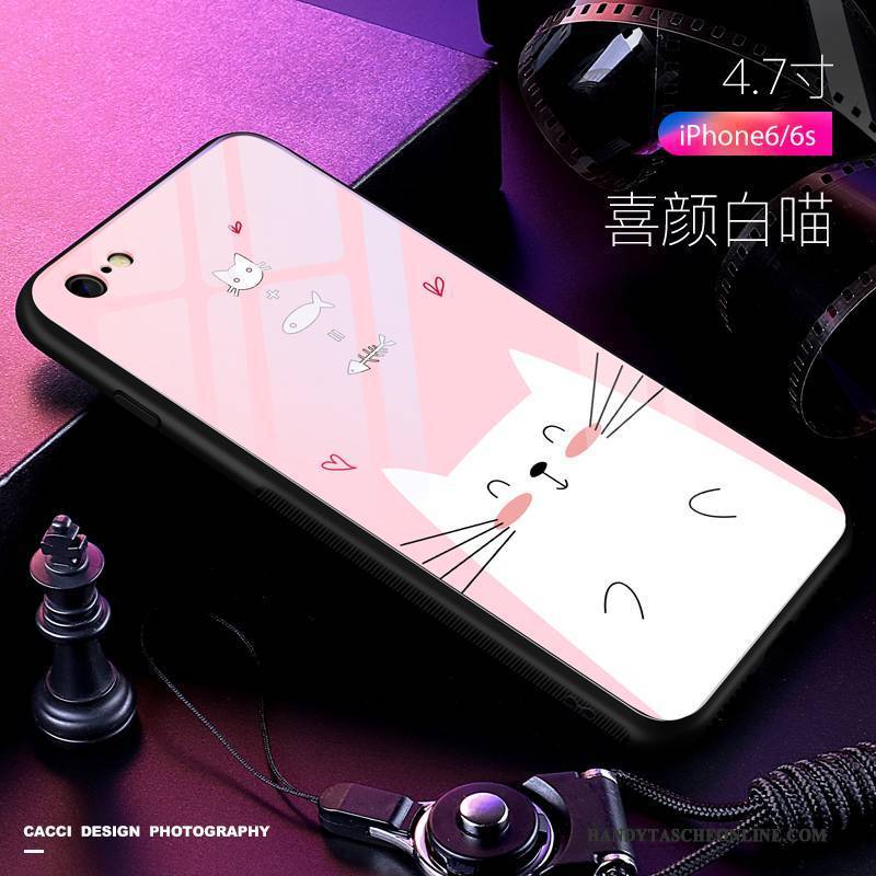 Hülle iPhone 6/6s Taschen Gehärtetes Glas Anti-sturz, Case iPhone 6/6s Silikon Handyhüllen Schwarz