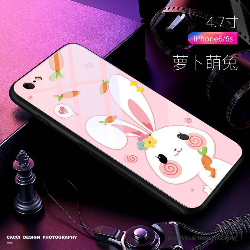 Hülle iPhone 6/6s Taschen Gehärtetes Glas Anti-sturz, Case iPhone 6/6s Silikon Handyhüllen Schwarz