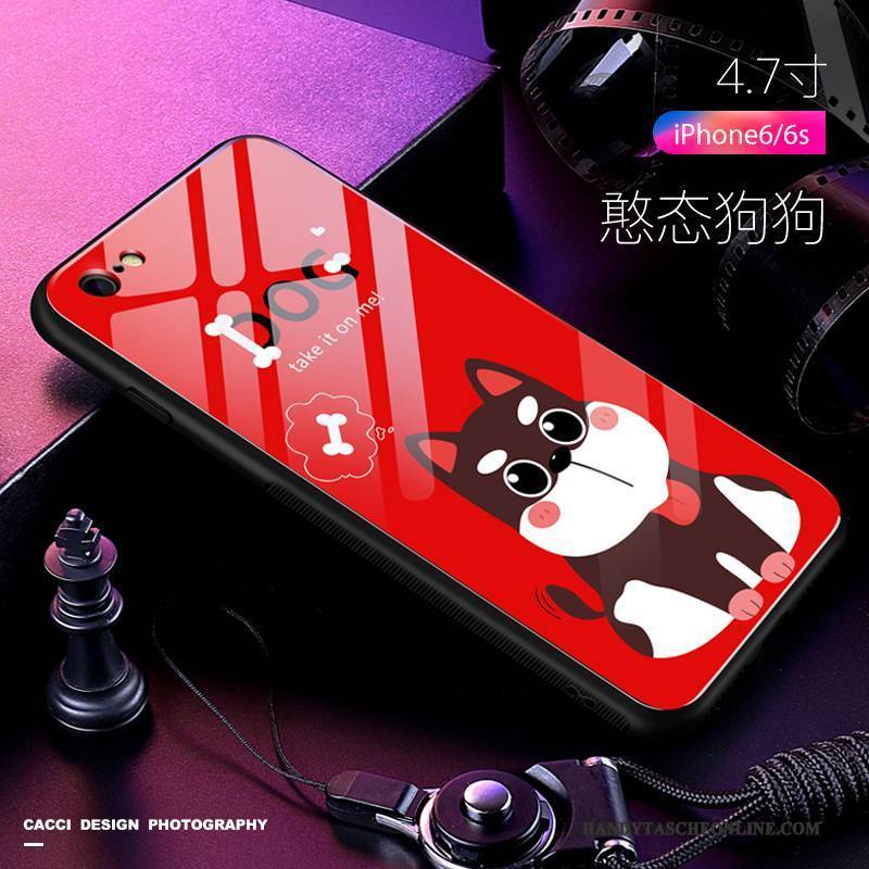 Hülle iPhone 6/6s Taschen Gehärtetes Glas Anti-sturz, Case iPhone 6/6s Silikon Handyhüllen Schwarz