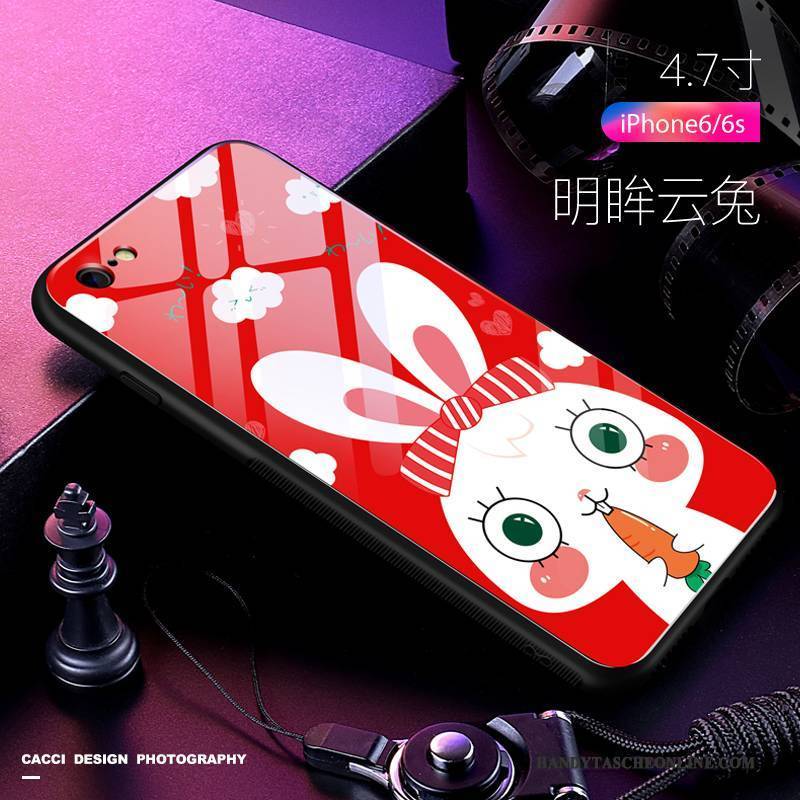 Hülle iPhone 6/6s Taschen Gehärtetes Glas Anti-sturz, Case iPhone 6/6s Silikon Handyhüllen Schwarz