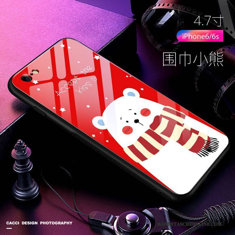 Hülle iPhone 6/6s Taschen Gehärtetes Glas Anti-sturz, Case iPhone 6/6s Silikon Handyhüllen Schwarz