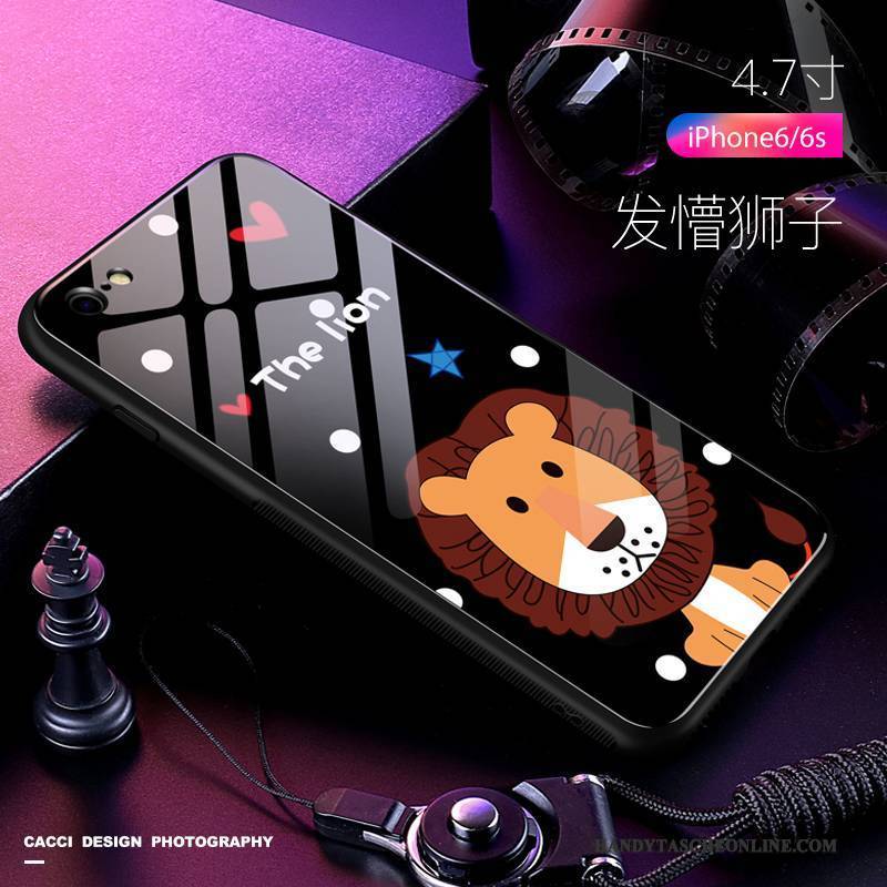 Hülle iPhone 6/6s Taschen Gehärtetes Glas Anti-sturz, Case iPhone 6/6s Silikon Handyhüllen Schwarz