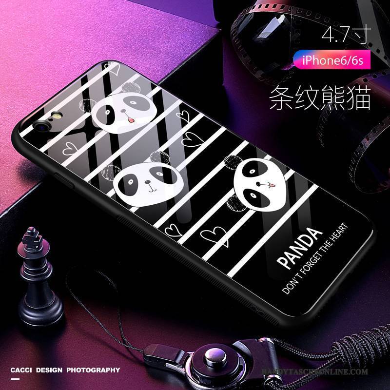 Hülle iPhone 6/6s Taschen Gehärtetes Glas Anti-sturz, Case iPhone 6/6s Silikon Handyhüllen Schwarz