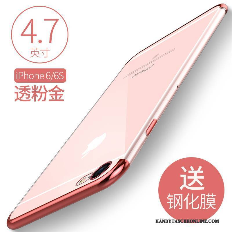 Hülle iPhone 6/6s Taschen Pu Handyhüllen, Case iPhone 6/6s Silikon Transparent Gold