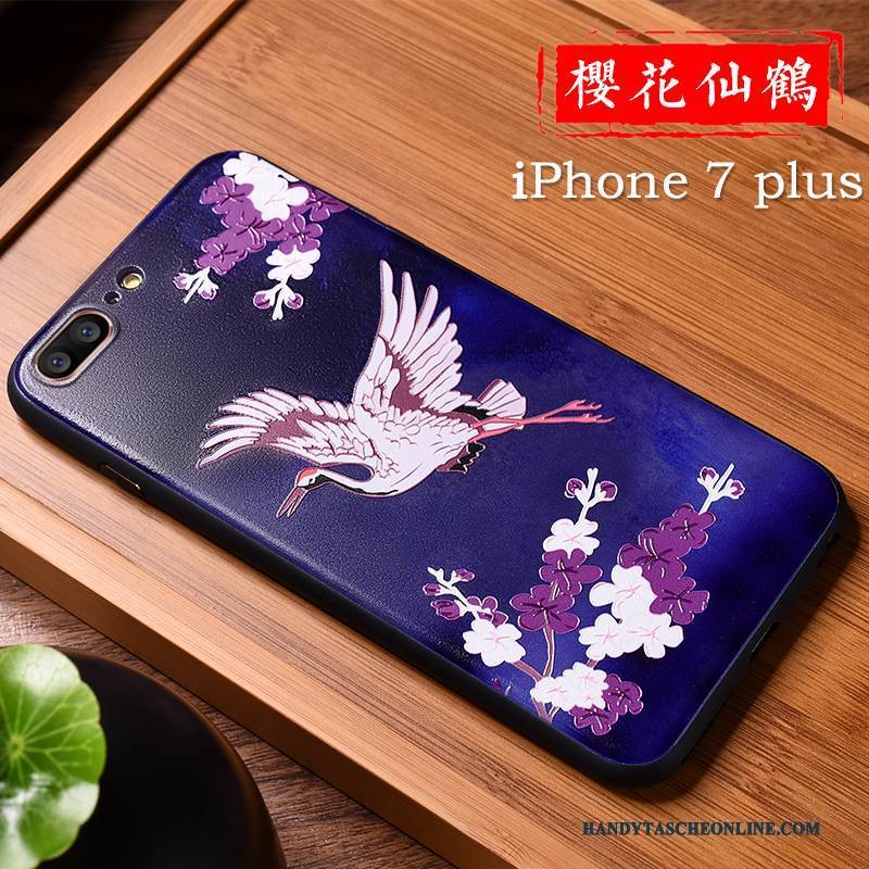 Hülle iPhone 7 Plus Farbe Persönlichkeit Handyhüllen, Case iPhone 7 Plus Prägung Liebhaber Chinesische Art