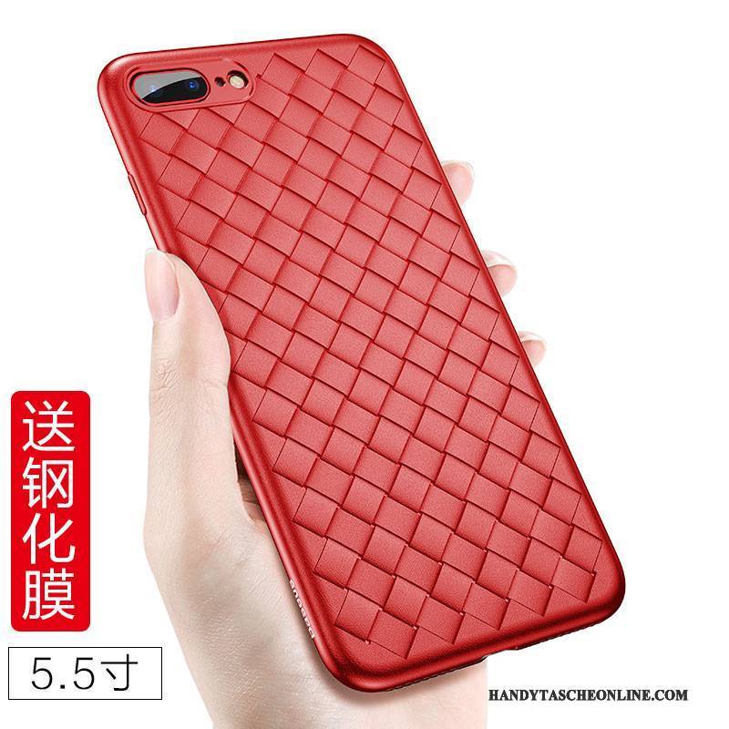 Hülle iPhone 7 Plus Lederhülle Kariert Rutschfest, Case iPhone 7 Plus Schutz Atmungsaktiv Kühlung