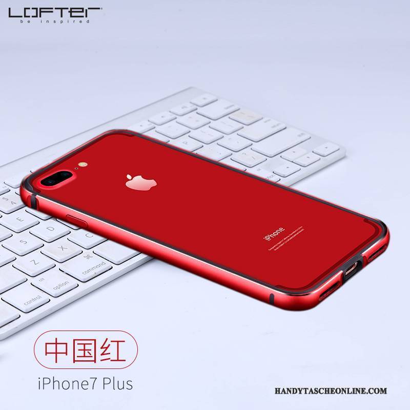 Hülle iPhone 7 Plus Metall Grenze Rot, Case iPhone 7 Plus Kreativ Handyhüllen