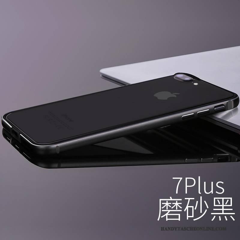 Hülle iPhone 7 Plus Metall Handyhüllen Anti-sturz, Case iPhone 7 Plus Luxus Grenze Schwarz