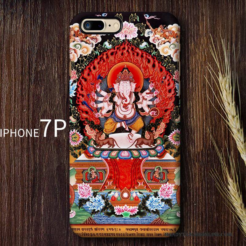 Hülle iPhone 7 Plus Retro Schwer Chinesische Art, Case iPhone 7 Plus Kreativ Herz Nubuck