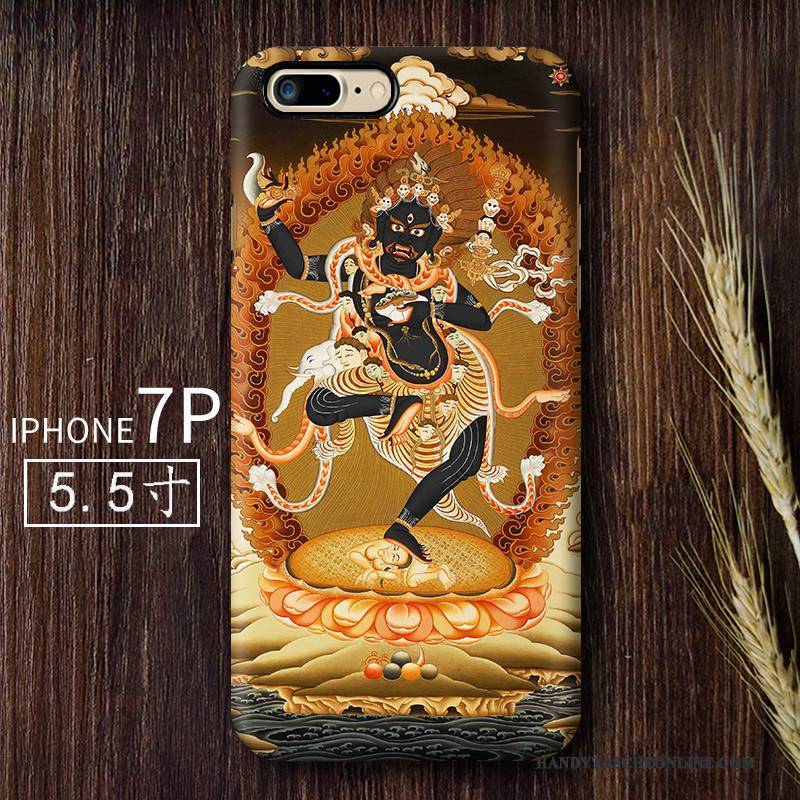 Hülle iPhone 7 Plus Retro Schwer Chinesische Art, Case iPhone 7 Plus Kreativ Herz Nubuck