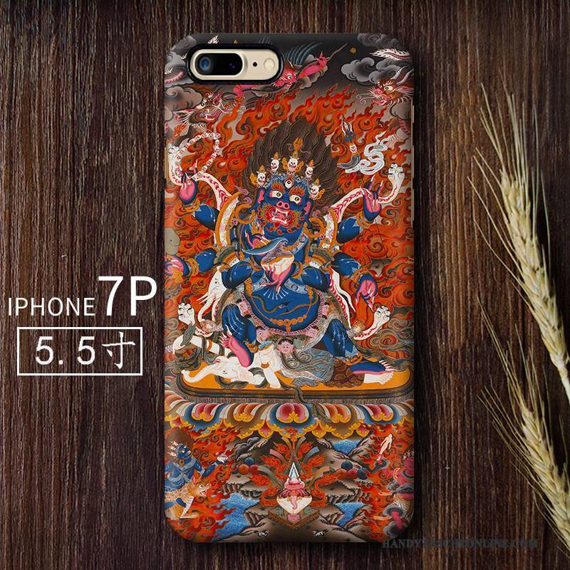 Hülle iPhone 7 Plus Retro Schwer Chinesische Art, Case iPhone 7 Plus Kreativ Herz Nubuck