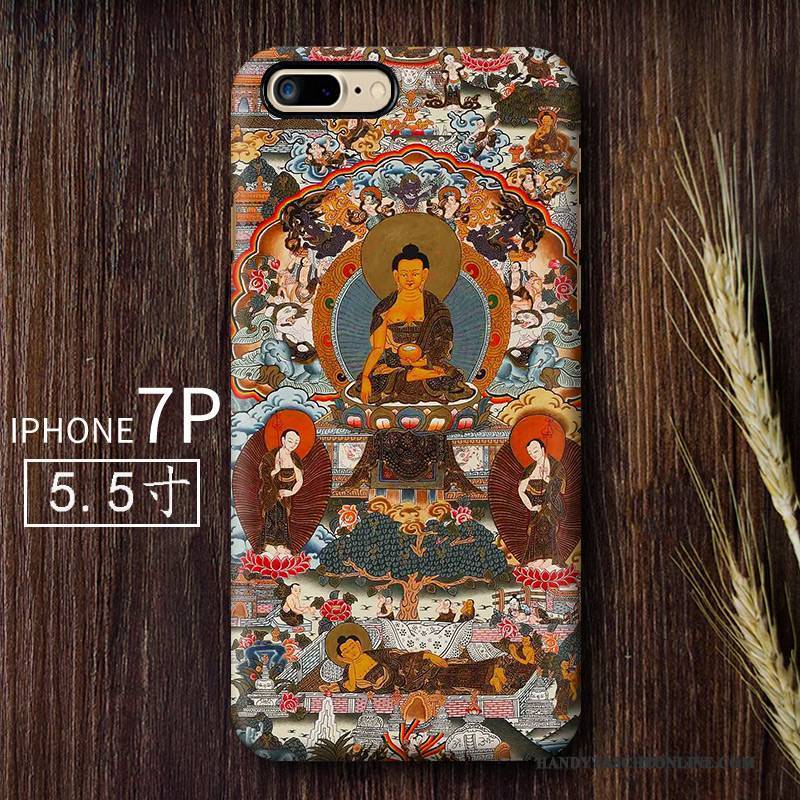 Hülle iPhone 7 Plus Retro Schwer Chinesische Art, Case iPhone 7 Plus Kreativ Herz Nubuck