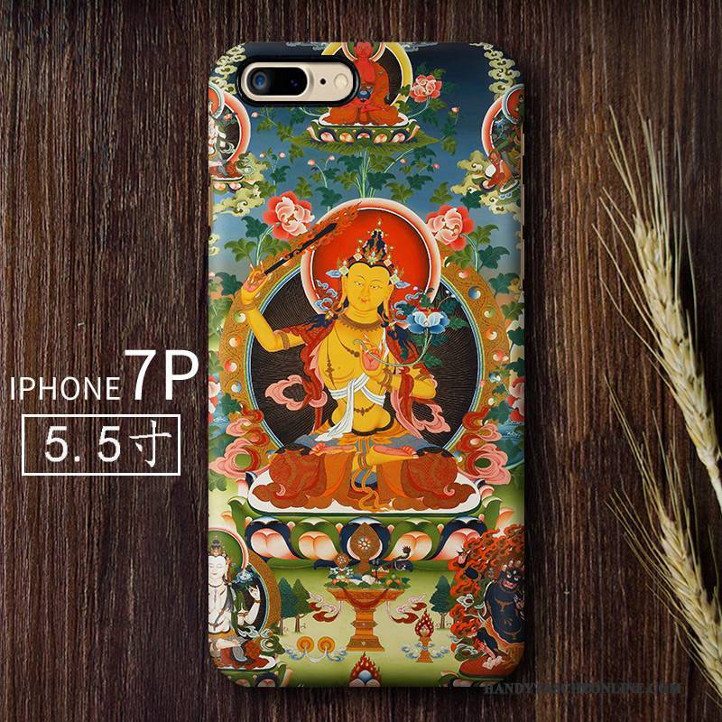Hülle iPhone 7 Plus Retro Schwer Chinesische Art, Case iPhone 7 Plus Kreativ Herz Nubuck