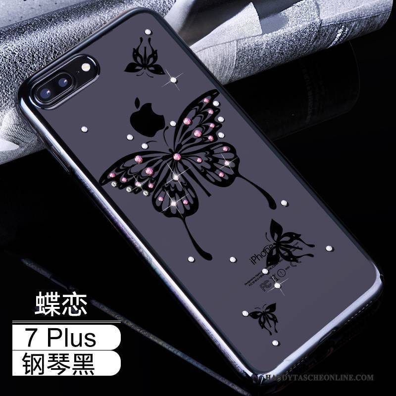 Hülle iPhone 7 Plus Taschen Anti-sturz Schwer, Case iPhone 7 Plus Strass Handyhüllen Schwarz