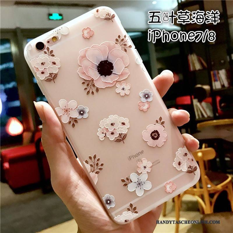 Hülle iPhone 7 Prägung Neu Rosa, Case iPhone 7 Silikon Handyhüllen Anti-sturz